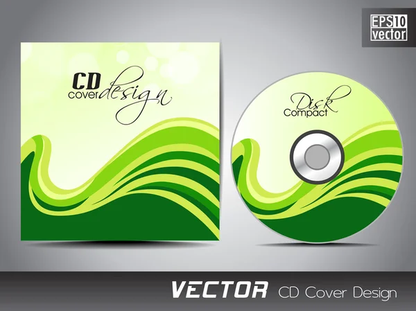 Diseño de portada de CD vectorial con efecto floral y grunge en verde co — Vector de stock