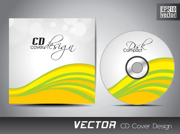 Diseño de portada de CD vectorial con efecto floral y grunge en verde co — Vector de stock
