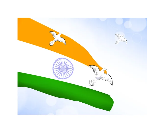 Criativa bandeira indiana cor de fundo com onda, brilho e flora —  Vetores de Stock