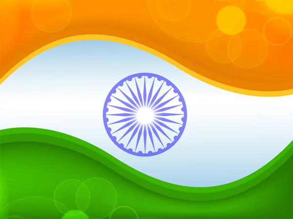 Kreativa indiska flagga färg bakgrunden med våg, glans och flora — Stock vektor