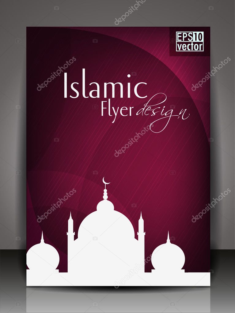 Islamic flyer, brochure or cover design with abstract grunge background in bright colors and space for your text. EPS10.