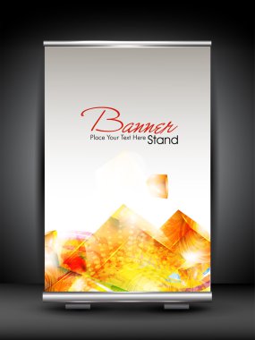 Stand banner with roll up display for product promotion or templ clipart