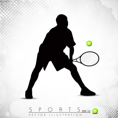 Silthouette of a badminton player on grungy dotted background.EP clipart