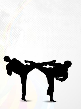 Karate, silthouette on colorful grungy background.EPS 10. clipart