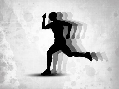 Silhouette of a man athlete running on grungy grey background. EPS 10. clipart