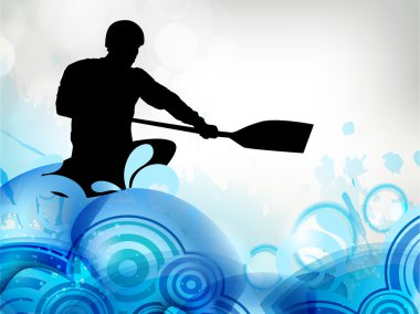 Stylized vector illustration silhouette of a canoe slalom player clipart