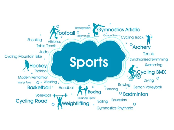 Sports info texte graphique et concept d'arrangement sur fond blanc — Image vectorielle