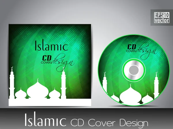 Исламский дизайн обложки CD с мечетью или силуэтом мечети с bl — стоковый вектор
