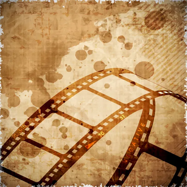 Illustration av en rand eller film filmrulle på grungy film på brun bakgrund. EPS 10 — Stock vektor