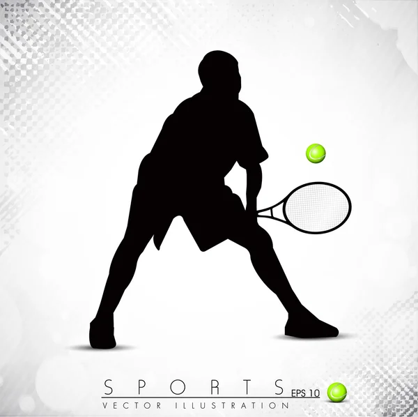 Silthouette of a badminton player on grungy dotted background.EP — Stock Vector