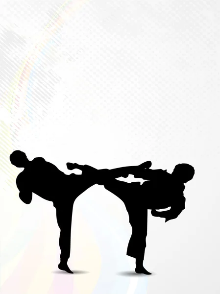 Karate, silthouette su sfondo grungy colorato.EPS 10 . — Vettoriale Stock