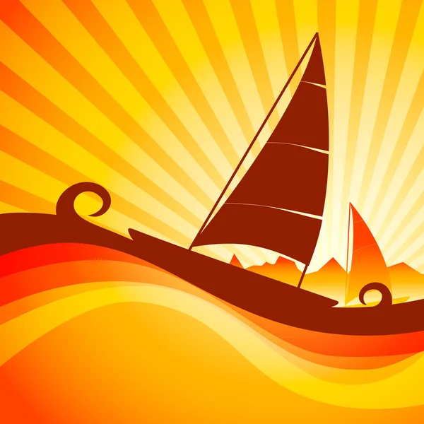 Εικονογράφηση φορέας βάρκα στη θάλασσα — Διανυσματικό Αρχείο