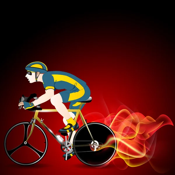 BMX Cyclist on shiny abstract flame background.EPS 10 — стоковый вектор