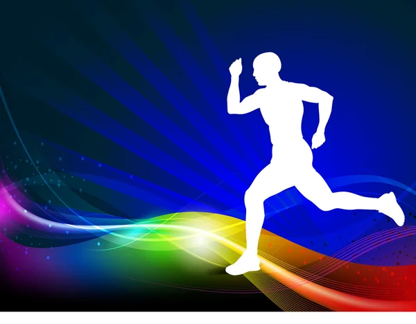 Illustration sportive silhouette d'un athlète joueur sur un coloré — Image vectorielle