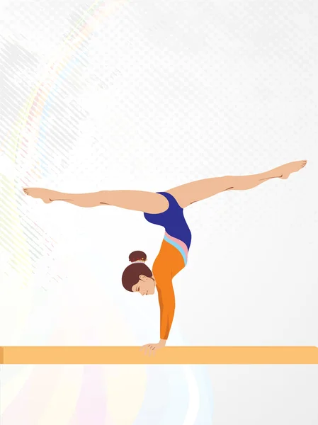 Rytmisk gymnastik tjej illustration på färgglada våg och grunge bakgrund. eps10. — Stock vektor