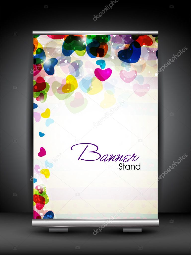 Stand banner with roll up display for product promotion or templ