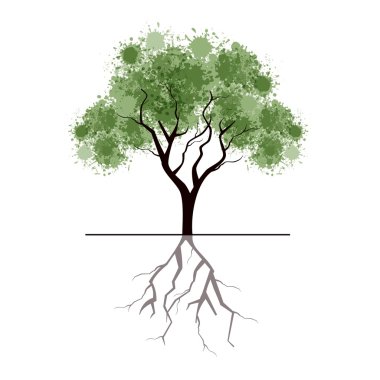 Illustration of a tree with grungy effect isolated on white back clipart