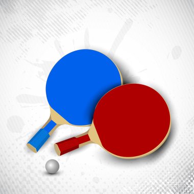 Two table tennis rackets or ping pong rackets and ball on grungy clipart