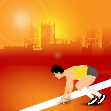 A men starting the racing. clipart