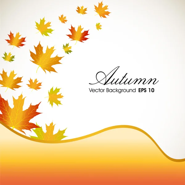 Autumn leaves with yellow wave background and space for your tex — Stock Vector