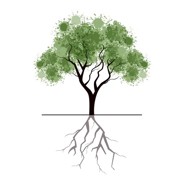 Illustration d'un arbre à effet grunge isolé sur le dos blanc — Image vectorielle