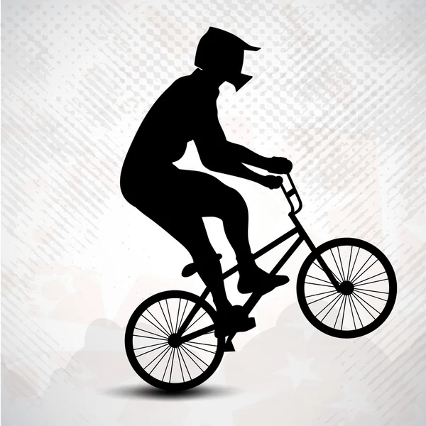 BMX ciclista esibendosi acrobazia . — Vettoriale Stock