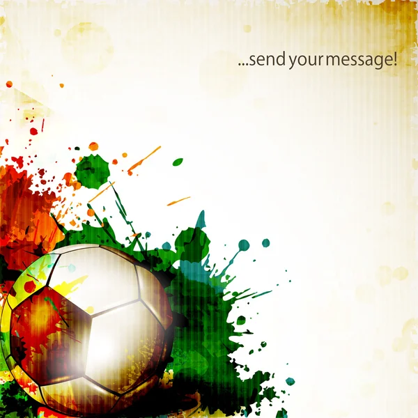 Balle de football brillante sur fond coloré grungy et espace pour yo — Image vectorielle