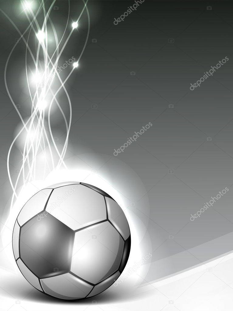 Shiny soccerball or football on shiny wave background. EPS 10.