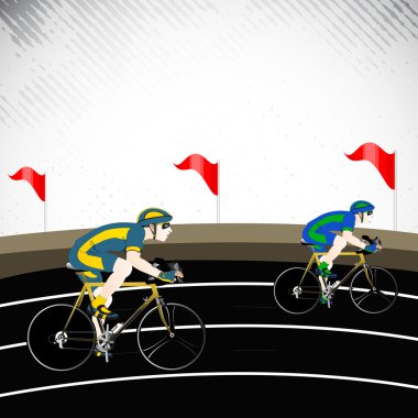 Vector illustration of race cyclist performing fast cycling in race track. clipart