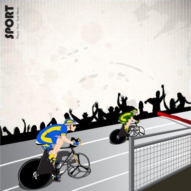 Vector illustration of race cyclist performing fast cycling in race track. clipart