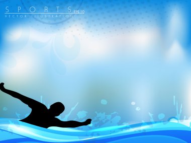 vector illustration of a Triathlon athlete swimming freestyle si clipart