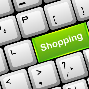 Online shopping, computer keyboard with shopping button EPS 10.