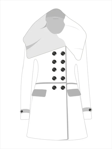 Feminin coat, isolerad på vit bakgrund. — Stock vektor