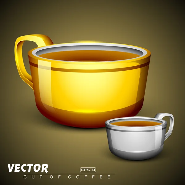 Golden and silver coffee cup. EPS 10 — Stock Vector