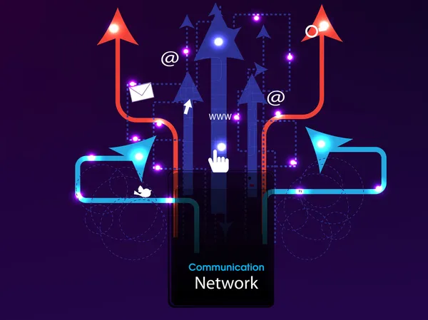 Médias sociaux, concept de connexion réseau dépaysant connexion ar — Image vectorielle