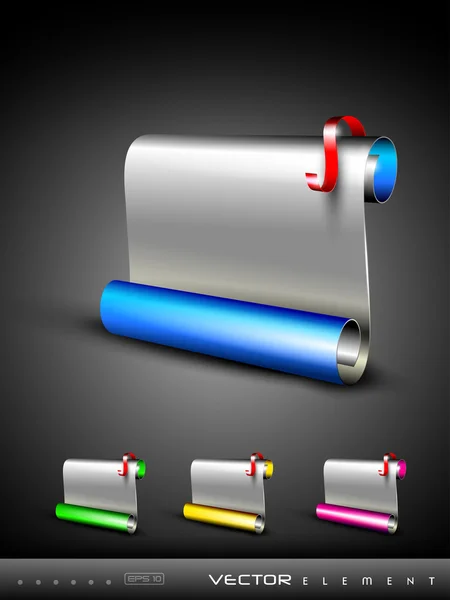 Conjunto vectorial de papel de pergamino colorido con cinta roja, EPS 10 . — Vector de stock