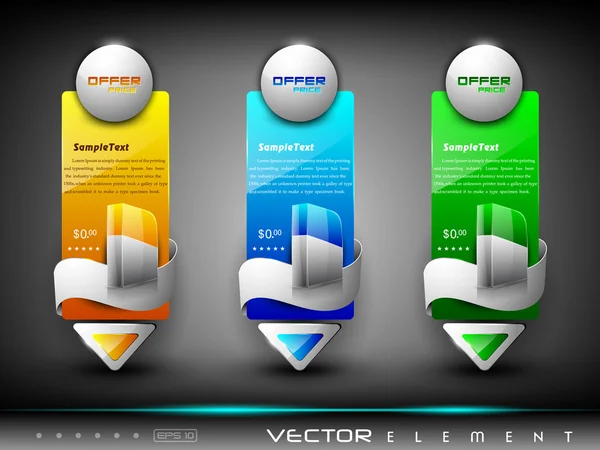 Vector kleurrijke website header of banner ingesteld, met de doos van het product en lint. EPS 10. — Stockvector