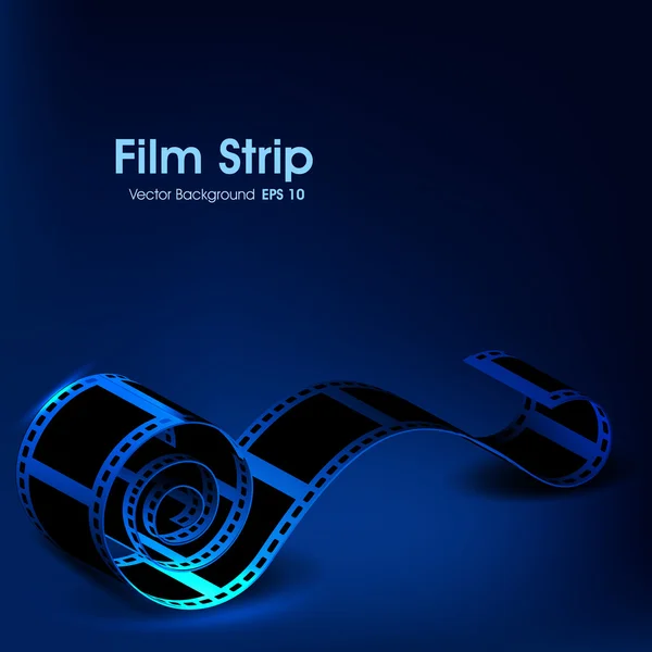 Film stripe or film reel on shiny blue movie background. EPS 10 — Stock Vector