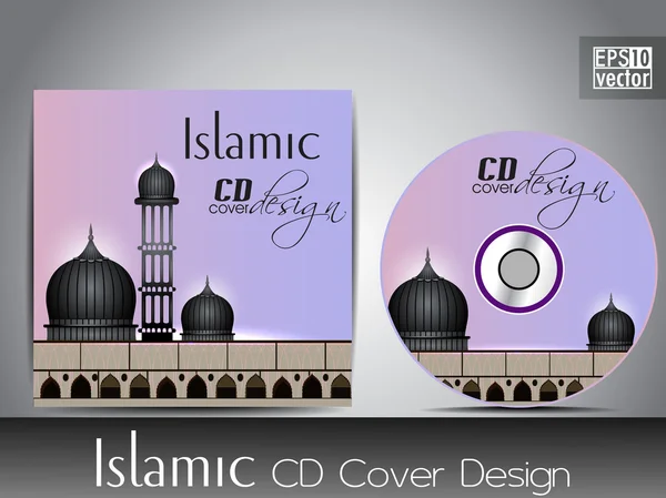Design de capa de CD islâmico com Mesquita ou Masjid. EPS 10. Ilustração vetorial — Vetor de Stock