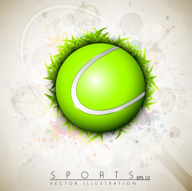 Tennis ball on grungy colorful background. EPS 10. clipart