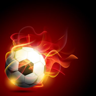 American soccer football in fire with text space. EPS 10. clipart