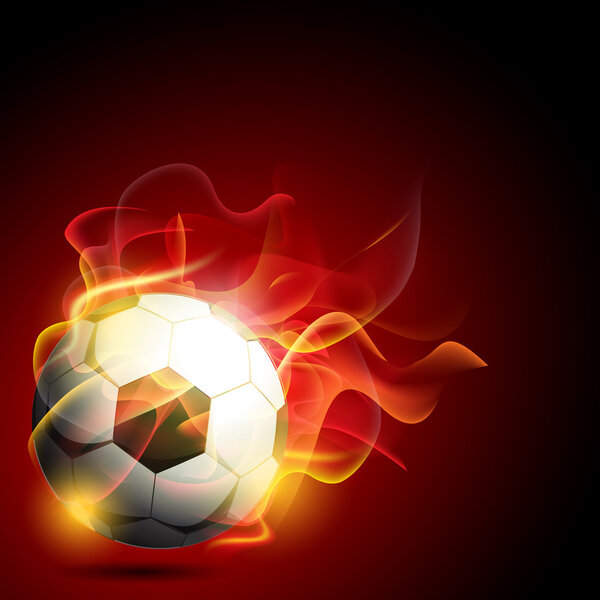 American soccer football in fire with text space. EPS 10.