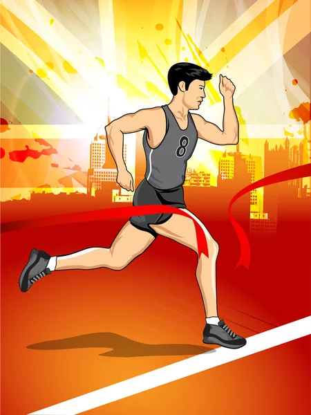 Silhouette di un atleta uomo che corre su uno sfondo grigio squallido. E. — Vettoriale Stock
