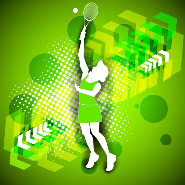 Vector illustraion of girl playing tennis — Stock Vector