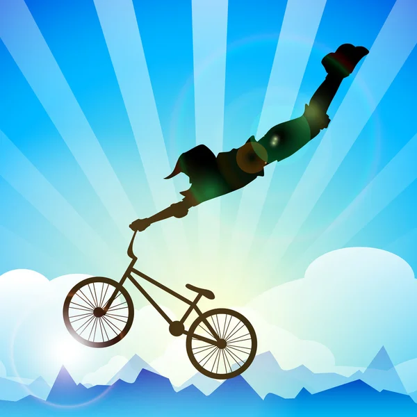 Vektor bmx cyklist utföra stunt — Stock vektor
