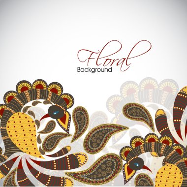 Vintage abstract floral background with peacock design. EPS 10. clipart