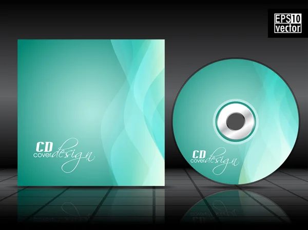 CD kapak tasarımı şablonu hafif yeşil renk ile — Stok Vektör