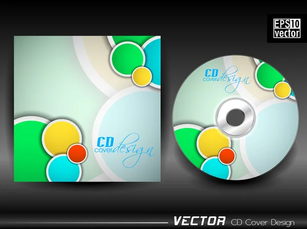 Plantilla de diseño de portada de cd con círculos de colores — Vector de stock