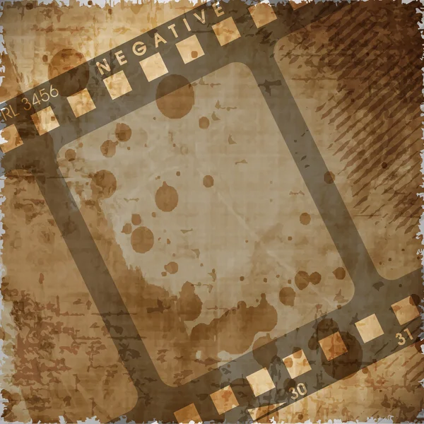 Illustration av en rand eller film filmrulle på grungy film på brun bakgrund. EPS 10 — Stock vektor