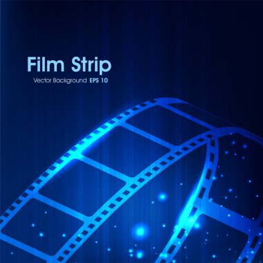 Film şeritli veya parlak mavi film arka plan üzerinde film makarası. EPS 10